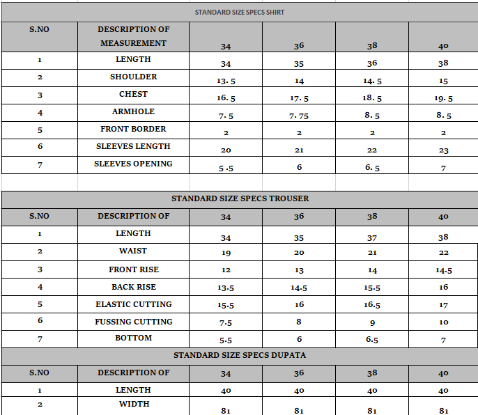 Size guide
