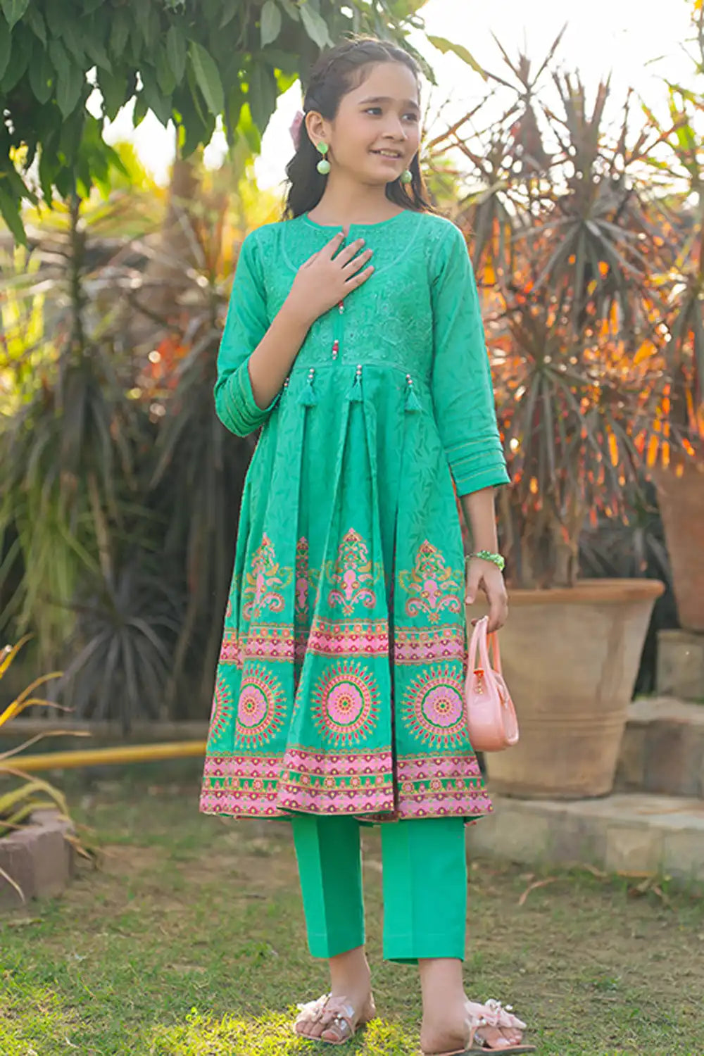 2 Piece Embroidered Dress Digital Print Frock SFC-182-2