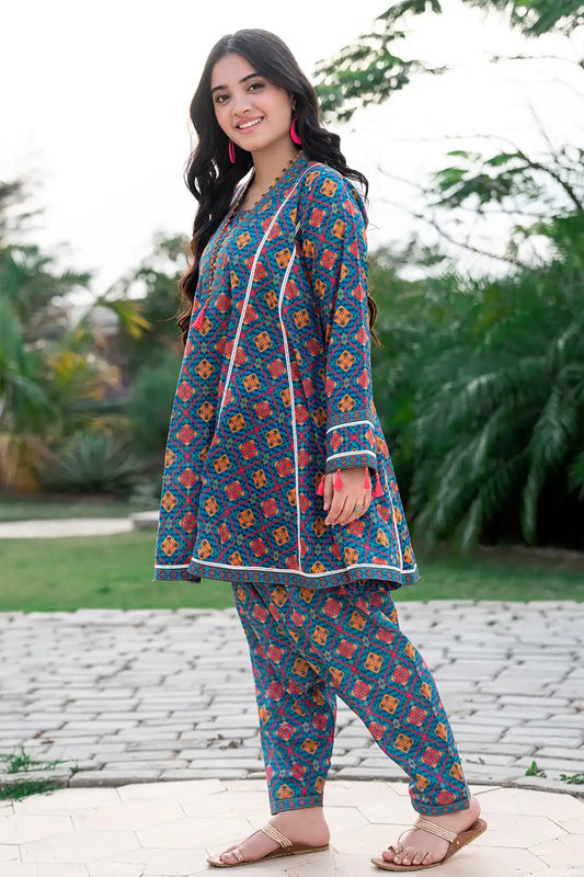 2 Piece Suit Stylish Panel Body Shirt with Shalwar T-ALPRTW-031