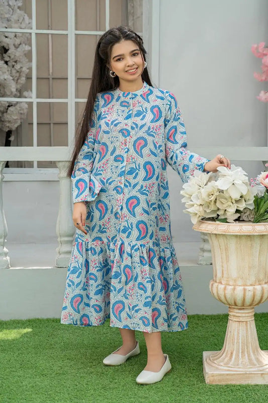 1 Piece Maxi Beaded Detailing & Side Pockets Arabian Lawn T-FRK-009
