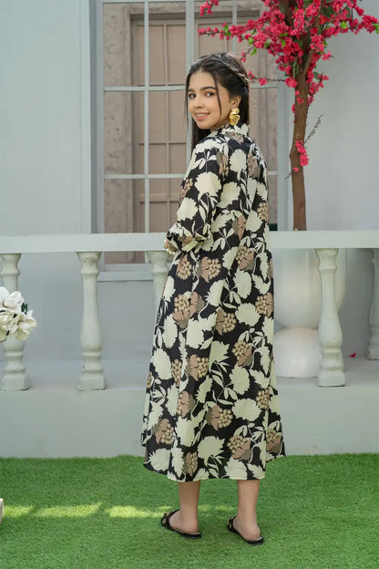 1 Piece Floral Printed Maxi Pom-Pom Detailing Arabian Lawn T-FRK-011