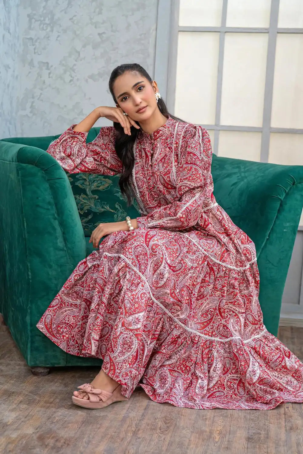 Digital Printed Cambric Cotton Maxi - T-R-MAXI-015